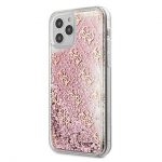 Husa Protectie Originala GUESS pentru IPHONE 12 / 12 PRO 4G LIQUID GLITTER GUHCP12MLG4GSPG Roz